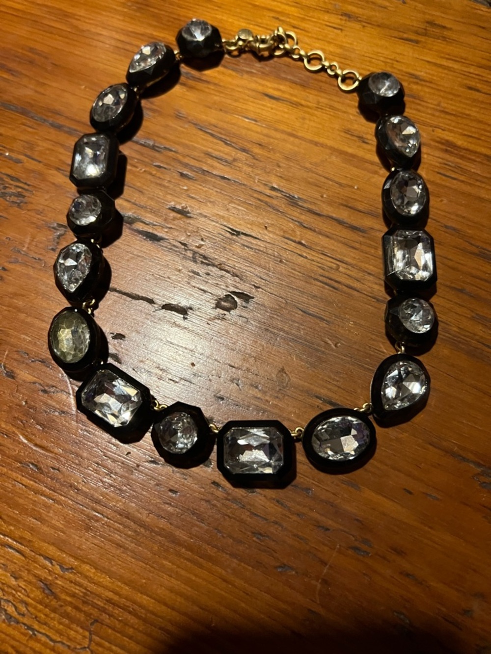 J Crew Rare Black and Clear Crystal Jewel Box Statement Necklace (Read)